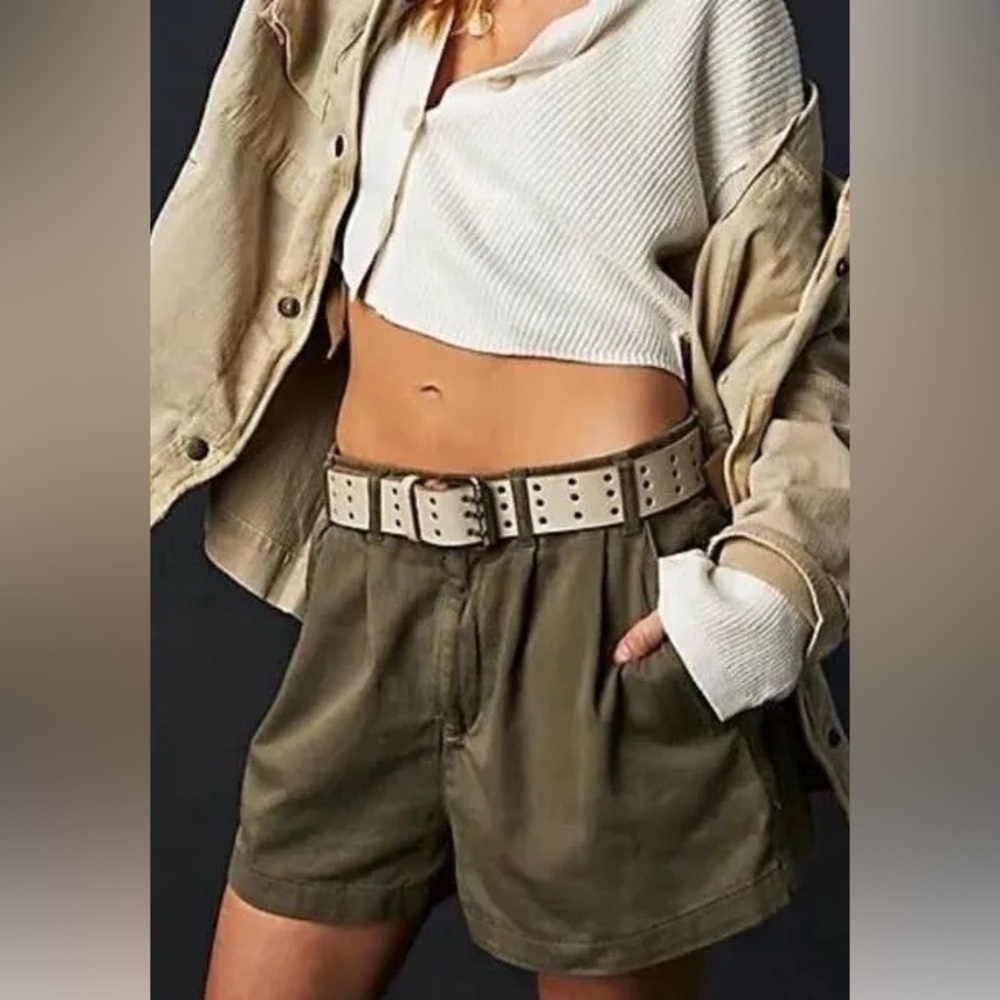 Free People Billie Chino Shorts in the color Willow (army green). NWT.